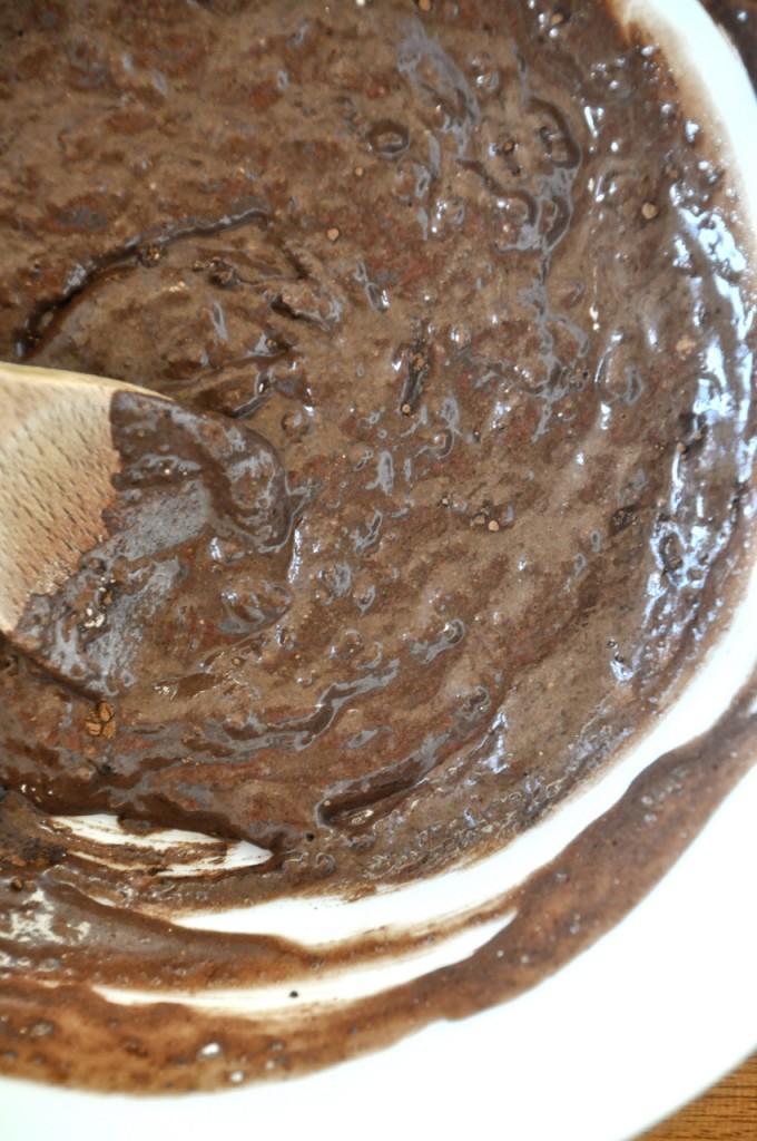 oreo pancake batter Bowl of batter for making our homemade Oreo Cookie Pancakes recipe