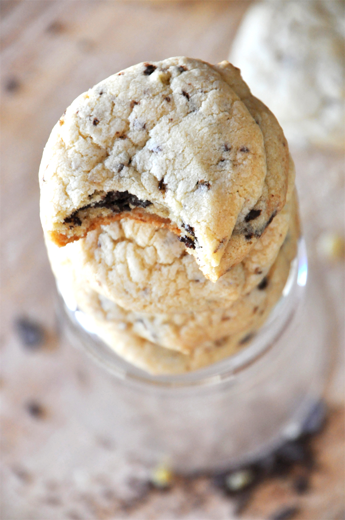 Stack of Candied Ginger & Sea Salt Chocolate Chip Cookies for a delicious dessert