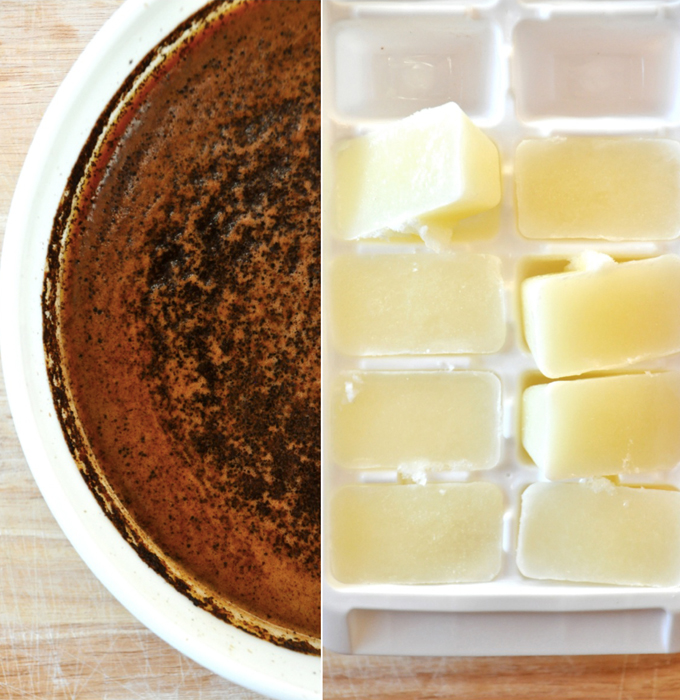 Cold brew coffee and milk ice cubes for making a Cold Brew Mocha Frappe