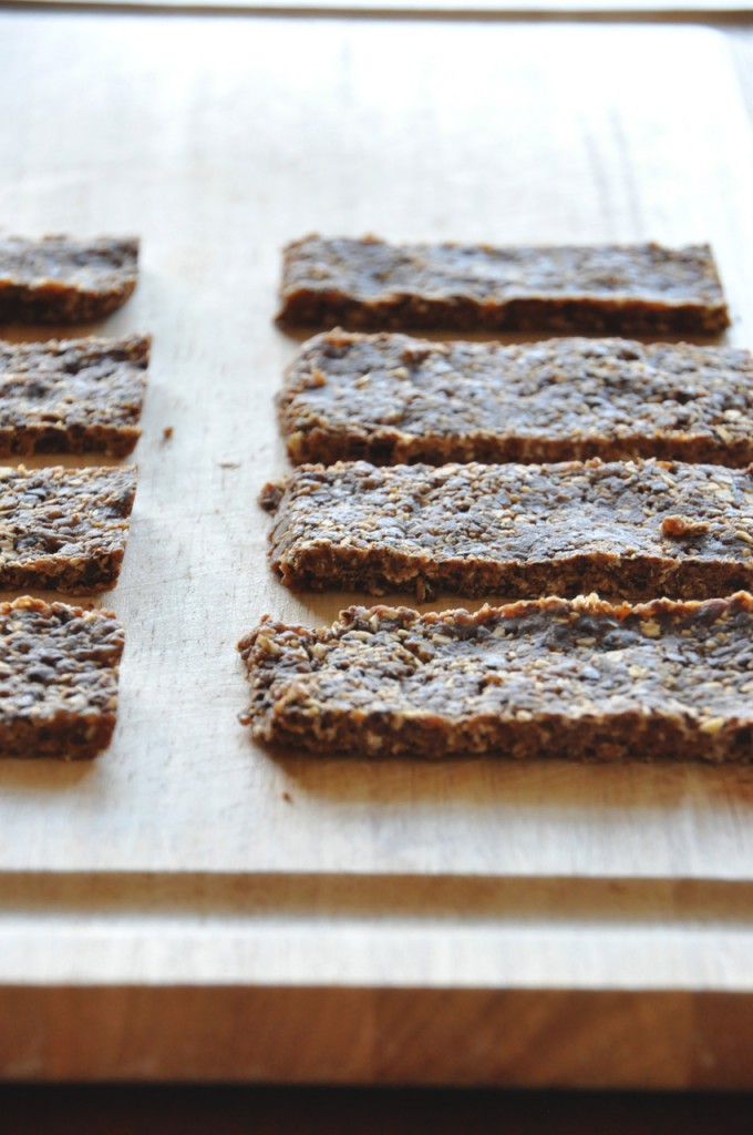 No Bake Cookie Bars!!!! Cutting board with a batch of our vegan No-Bake Cookie Bars