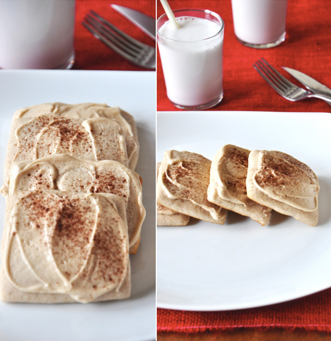 French Toast Cookies from Minimalist Baker French Toast Sugar Cookies and glasses of milk for a delicious holiday dessert