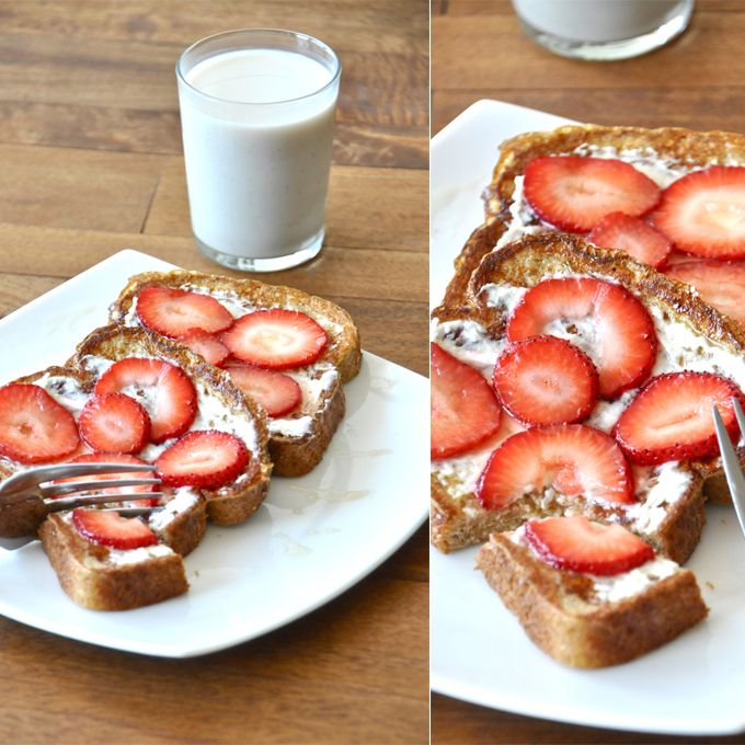 Strawberry Danish French Toast1 Grabbing a bite of our delicious Strawberry Danish French Toast recipe