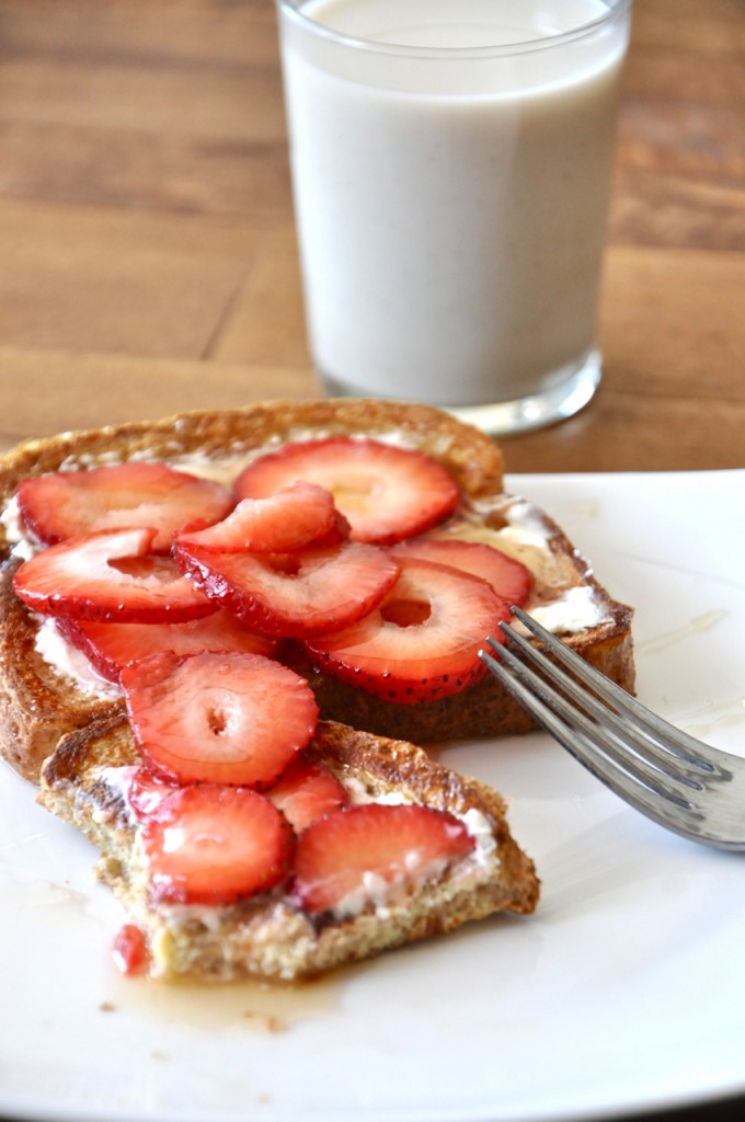 minimalist baker strawberry danish french toast2 Strawberry Danish French Toast on a plate for a delicious breakfast