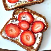 Slices of Strawberry Danish French Toast on a plate
