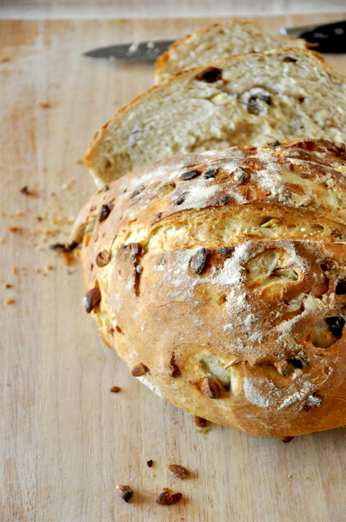 Partially sliced loaf of Muesli Bread perfect for Sunday mornings