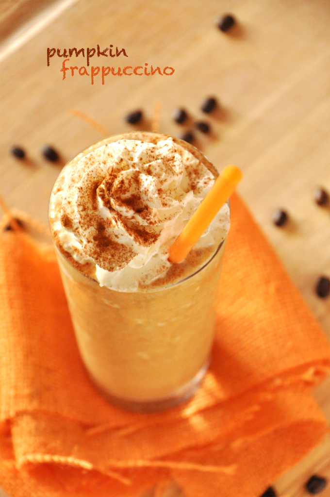 Pumpkin Frappuccino! by the Minimalist Baker Tall glass of our refreshing Pumpkin Frappuccino recipe topped with whipped cream