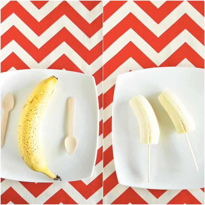 banana-rama Fresh banana on a plate and on popsicle sticks
