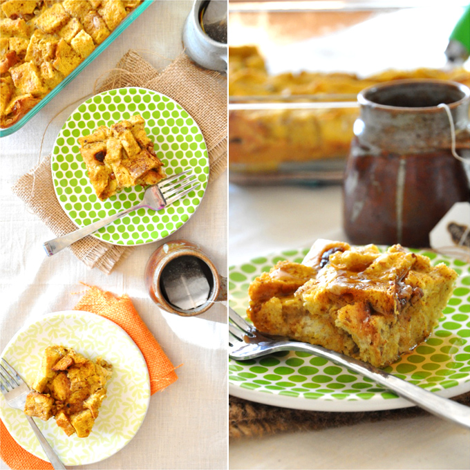 pumpkin french toast! minimalist baker Plates with squares of our Pumpkin French Toast Bake for a simple make ahead breakfast