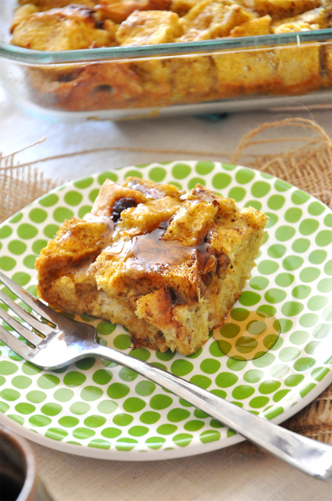 pumpkin french toast! so yummy Plate with a slice of our Pumpkin French Toast Bake recipe