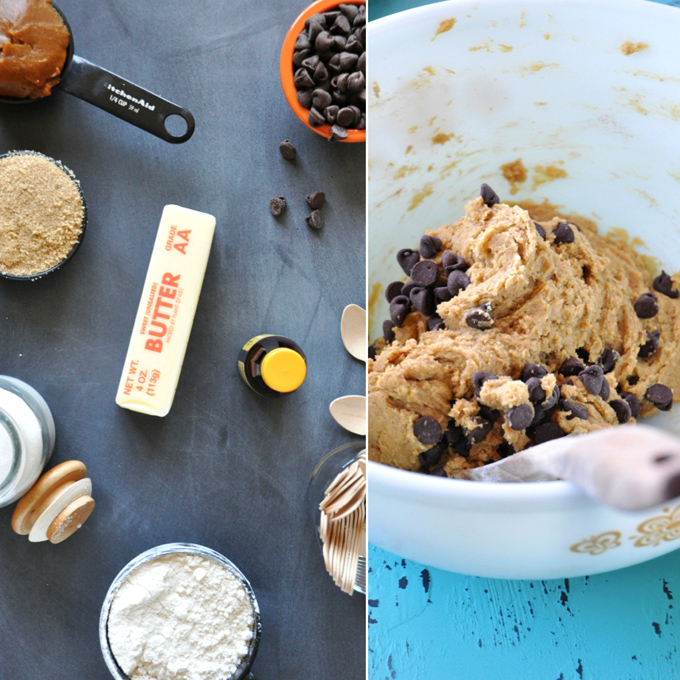Pumpkin Dough Ball Ingredients Ingredients and a bowl of dough for our Pumpkin Cookie Dough Pops recipe