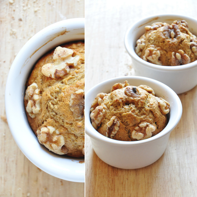 Vegan Banana Walnut Muffins for 2 - coffeehouse style Photos of our fluffy Vegan Banana Nut Muffins for 2
