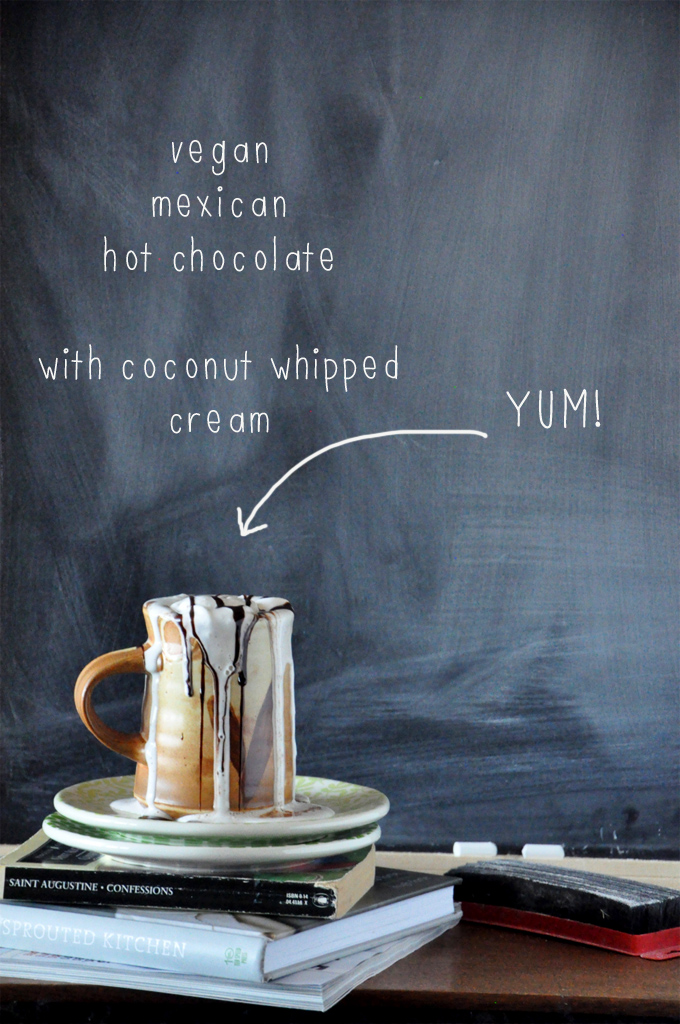 Mug of Vegan Mexican Hot Chocolate with Coconut Whipped Cream