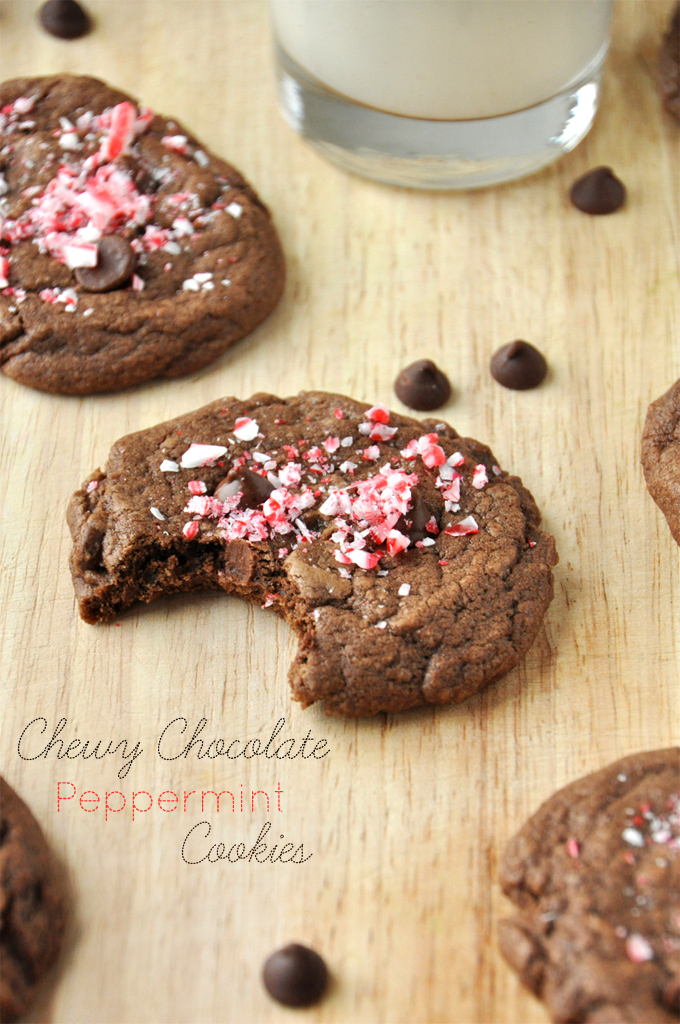 Revealing the chewy inside of a Double Chocolate Peppermint Cookie