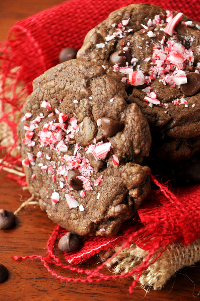 Two Double Chocolate Peppermint Christmas Cookies for a festive holiday treat