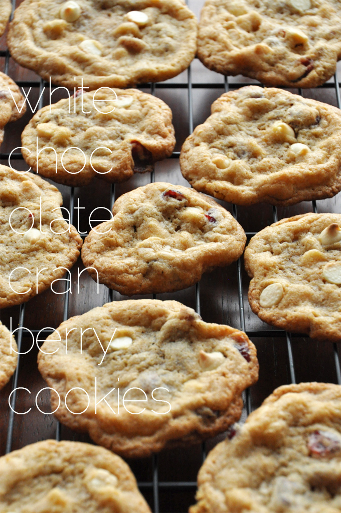 Whole Wheat White Chocolate Cranberry Cookies Cooling rack with homemade White Chocolate Cranberry Cookies