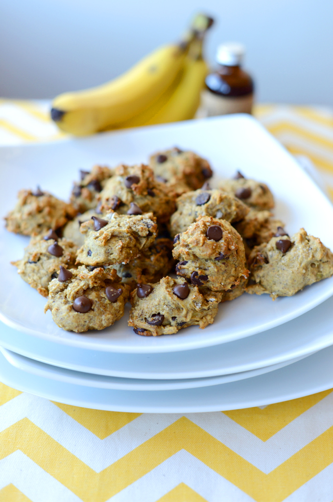 Plate of our Vegan Chocolate Chip Banana Bread Bites recipe