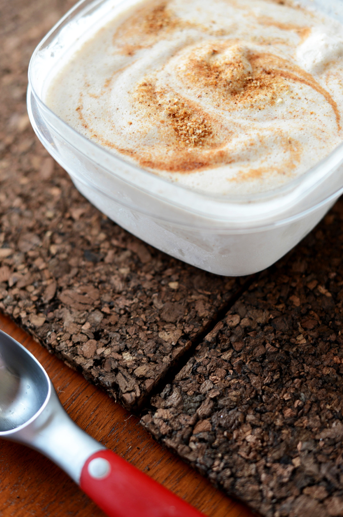 Tub of homemade Vegan Cinnamon Sugar Toast Ice Cream