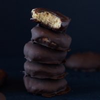 Stack of homemade Vegan Peanut Butter Patties