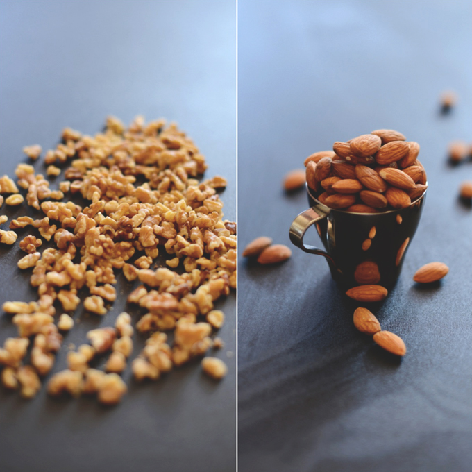 Walnuts and almonds for making Raw Walnut Brownies