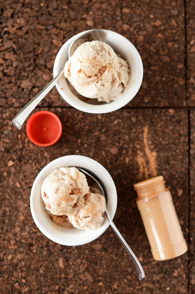 Top down shot of bowls of Vegan Cinnamon Toast Ice Cream