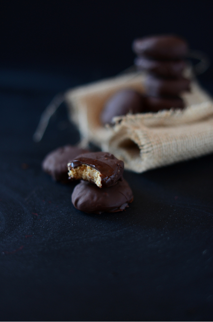 Stacks of homemade Peanut Butter Patties for a simple vegan dessert