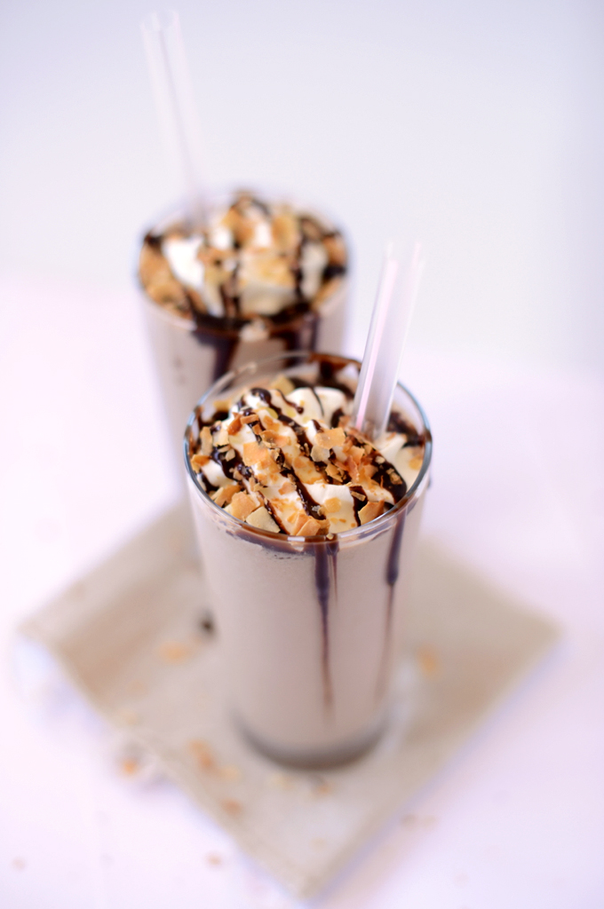 Tall glasses of our refreshing Toasted Coconut Frappuccino recipe