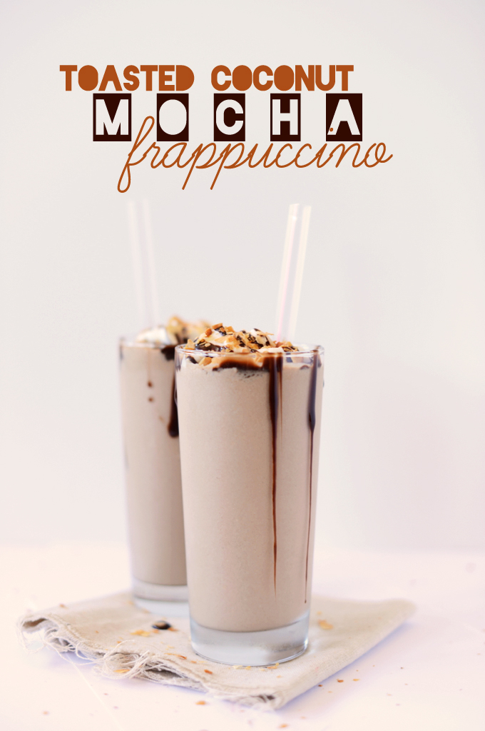 Two tall homemade Toasted Coconut Mocha Frappuccinos