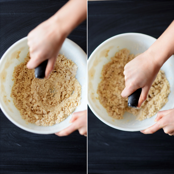Creaming butter and flour to make our Whole Wheat Pie Crust recipe