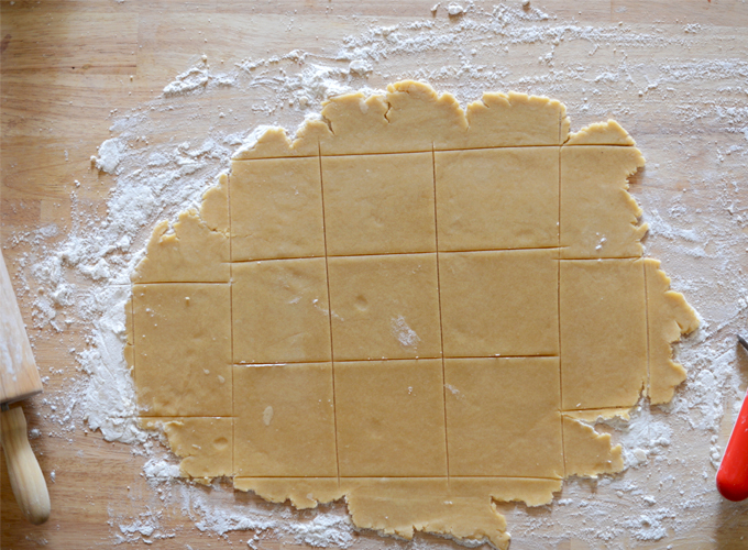 Homemade Pop Tart dough rolled out on a cutting board