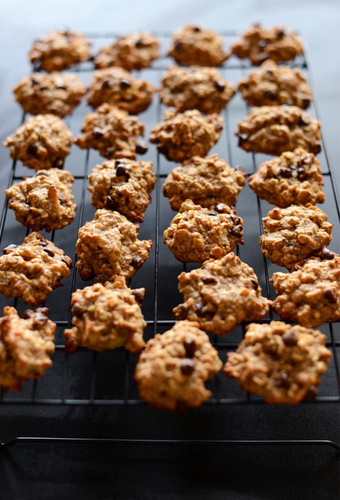 Batch of Gluten-Free Vegan Breakfast Cookies on a baking sheet