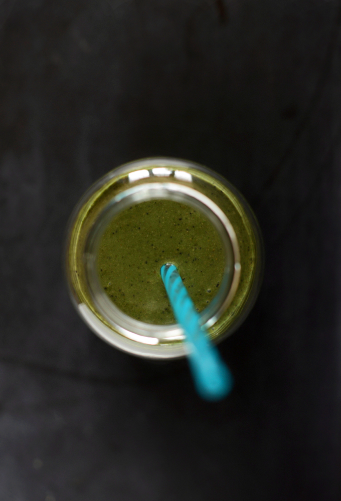 Jar filled with our delicious and simple Green Smoothie recipe