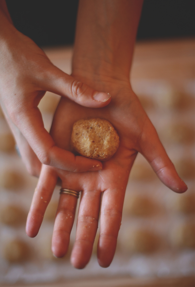 Shaping a ball of peanut butter dough for our Reese's Eggs recipe