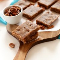 Batch of our Boozy Pecan Pie Bars with Sea Salt for a simple vegan dessert