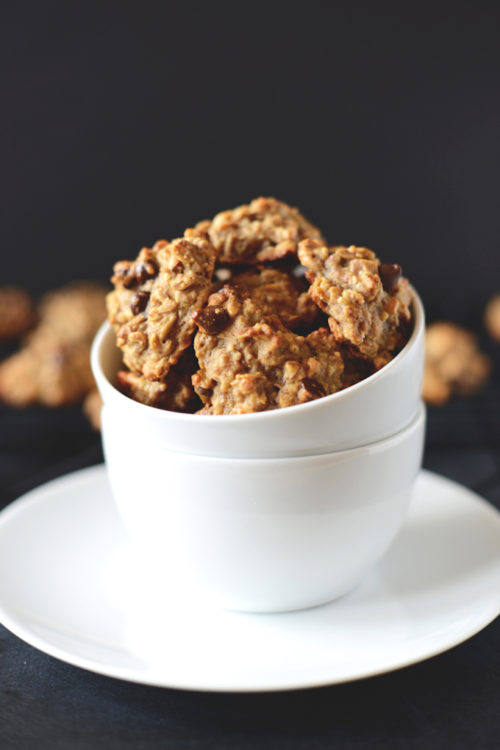 Bowl of healthy chocolate chip cookies for a gluten-free vegan breakfast treat