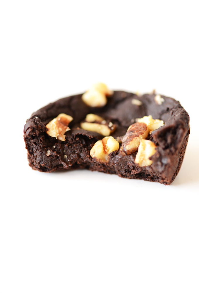 Showing the fudgy texture of the inside of one of our Black Bean Brownies