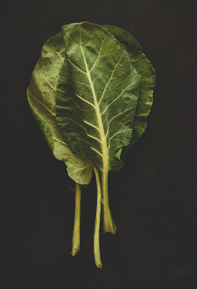 Collard green leaves for making healthy homemade falafel
