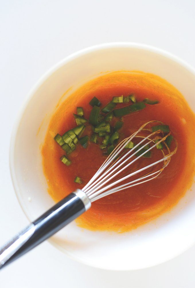 Whisking together the batter for Gluten-Free Cornbread Muffins