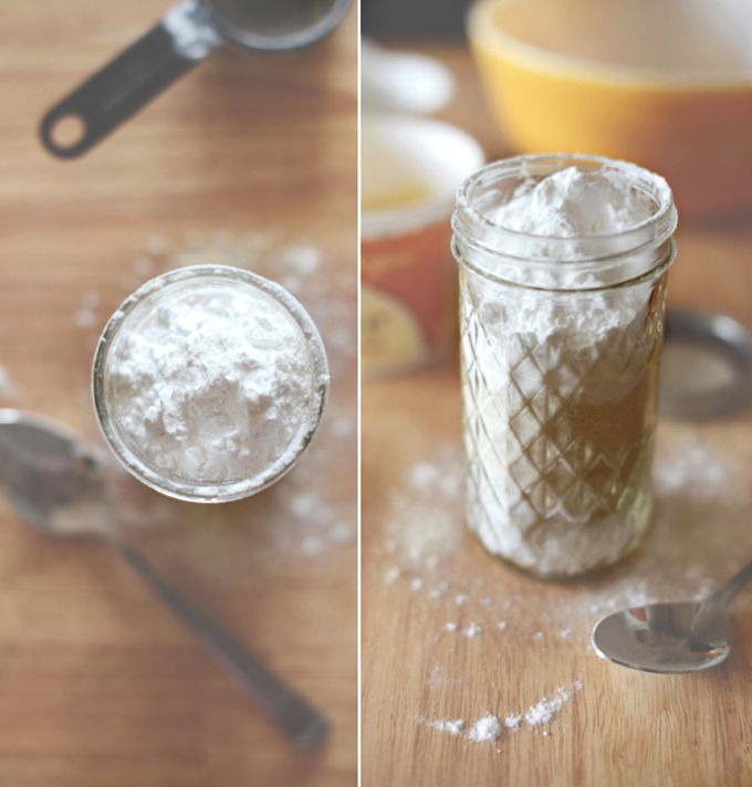 Jar of our homemade gluten-free flour blend recipe
