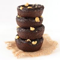 Stack of 4 Vegan Gluten-Free Black Bean Brownies made with walnuts
