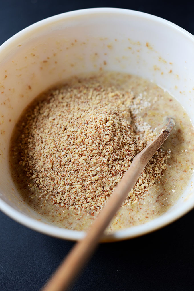 Bowl of Almond Meal Banana Muffin batter