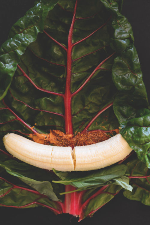 Rolling up a Rainbow Chard Wrap for a super simple vegan breakfast