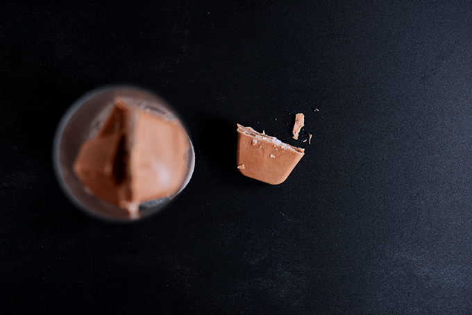 Glass of Chocolate Coconut Milk Ice Cubes