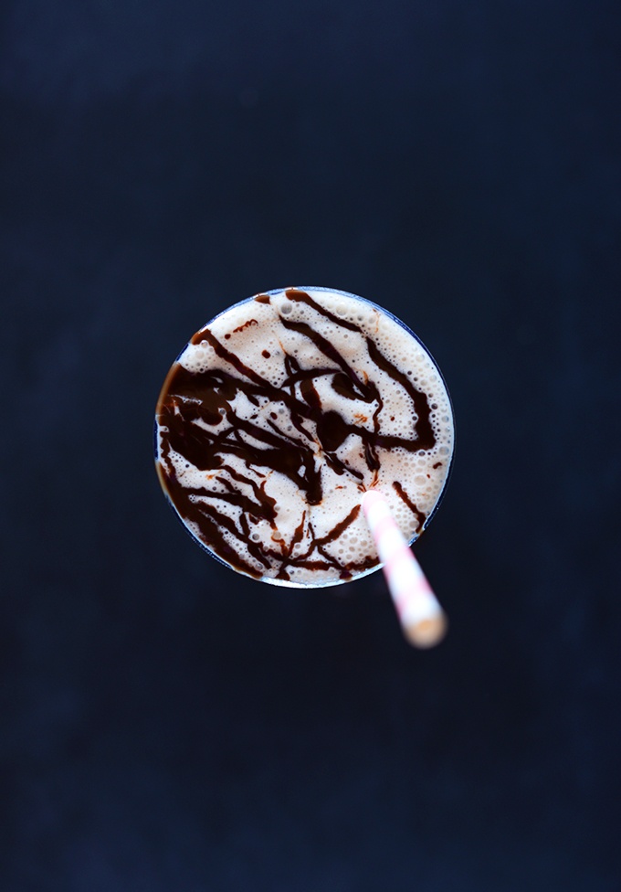 Top down shot of a Frozen Blended White Russian