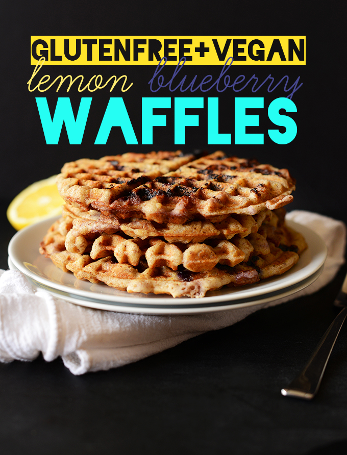 Stack of our Gluten-Free Lemon Blueberry Waffles recipe