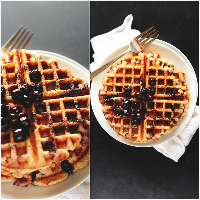 Plates of Lemon Blueberry GF Waffles