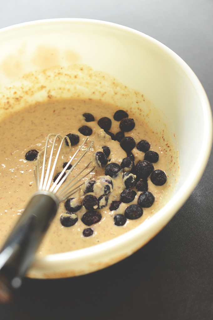 Whisking Lemon Blueberry Waffle Batter