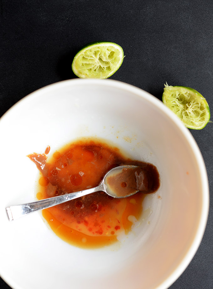 Mixing homemade Pad Thai Sauce in a bowl