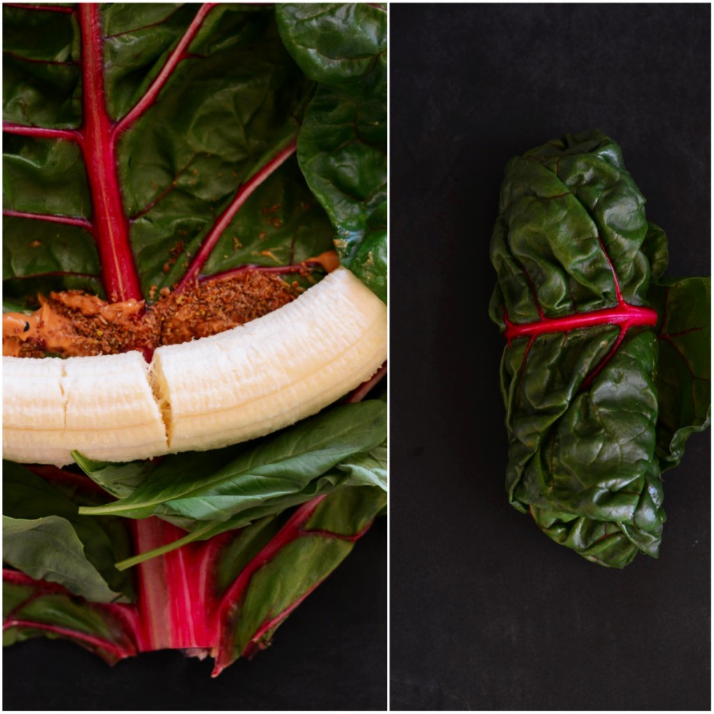 Peanut Butter Banana Rainbow Chard Wrap
