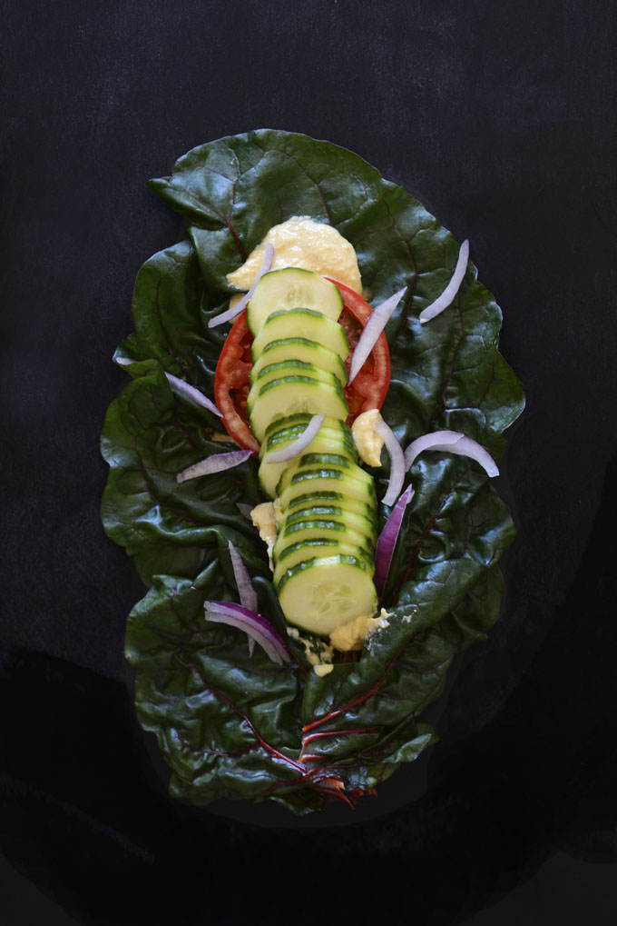 Hummus Rainbow Chard Wrap for a simple vegan lunch