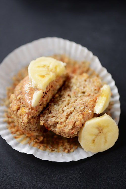 Banana Almond Meal Muffin cut in half